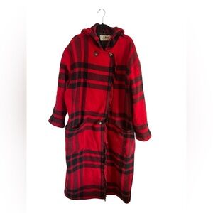 VTG LL Bean Buffalo Plaid Blanket Coat, size XL